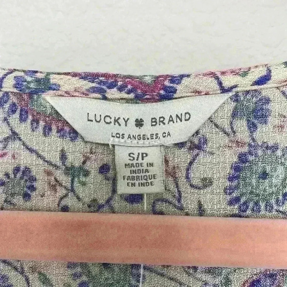 Lucky Brand NWTLavender Paisley Printed Tiered V Neck Peasant Top Blouse Sz S - Picture 4 of 8